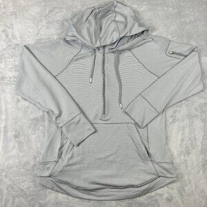 Athleta Hoodie Womens Size XL Gray White Heavenly Heights Pullover Stretch